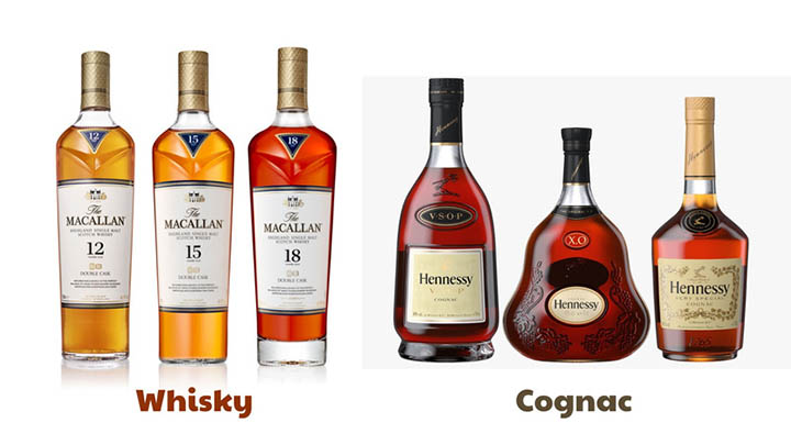 rượu cognac và whisky