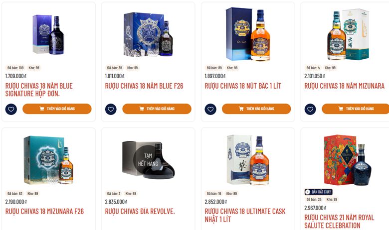 Bảng giá Chivas 21 Maltco Việt Nam phân khúc nhiều mức khác nhau