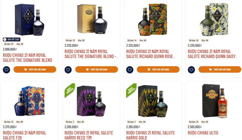 Mức giá rượu Chivas 21 phân thành nhiều mức trên thị trường