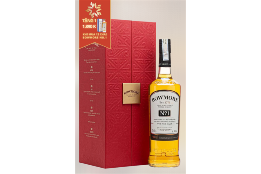 Hộp rượu Bowmore màu đỏ