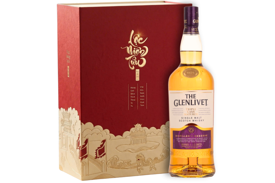 Rượu Glenlivet tím Lộc niên tửu đỏ