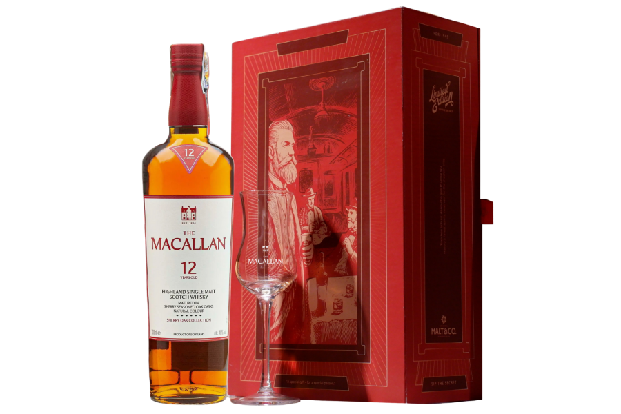 Rượu Macallan 12 sherry mẫu mới kèm hộp quà Đỏ