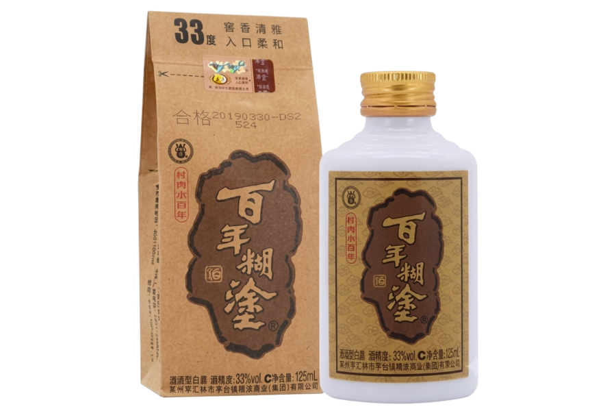 Rượu Bách Niên Hồ Đồ 33% - Thùng 24 chai 125ml - 百年糊涂 33%