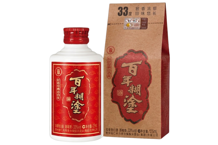 Rượu Bách Niên Hồ Đồ 33% đỏ - Thùng 24 chai 125ml - 百年糊涂 33%.