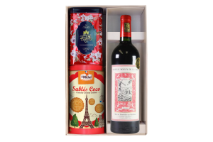 SET rượu vang pháp moulin kèm hộp bánh trà F26
