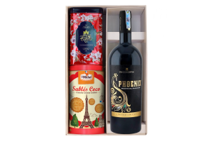 Set Rượu vang đỏ ý Phoenix kèm hộp bánh trà F26